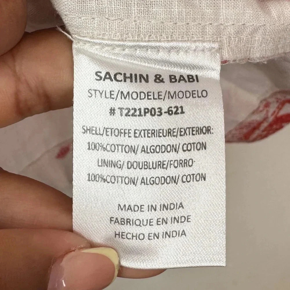 SACHIN AND BABI VIVI Deep orange/ivory toile print shorts size XL - Picture 5 of 5